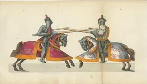 Ornate Armor and Horses in Action, 1842, Paper