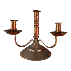 Vintage Copper French Spanish Mexico Primitive Candelabra