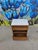 Wood Vintage Mid-Century Oak Nightstand With Marble Top For Sale - Image 7 of 8