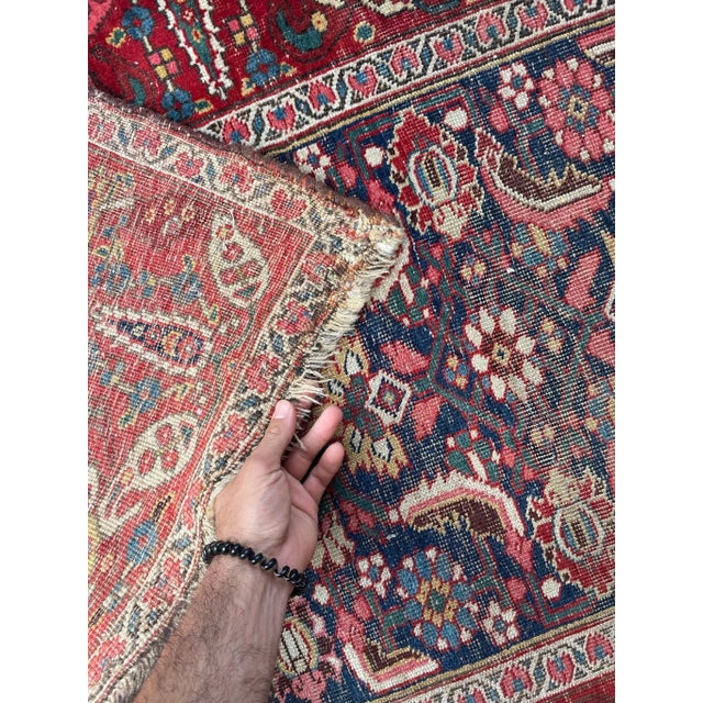 Persian 1920's Antique Halvai Bidjar Boteh Border With Lime Green Runner Rug 3.6 X 17.7 For Sale - Image 3 of 12