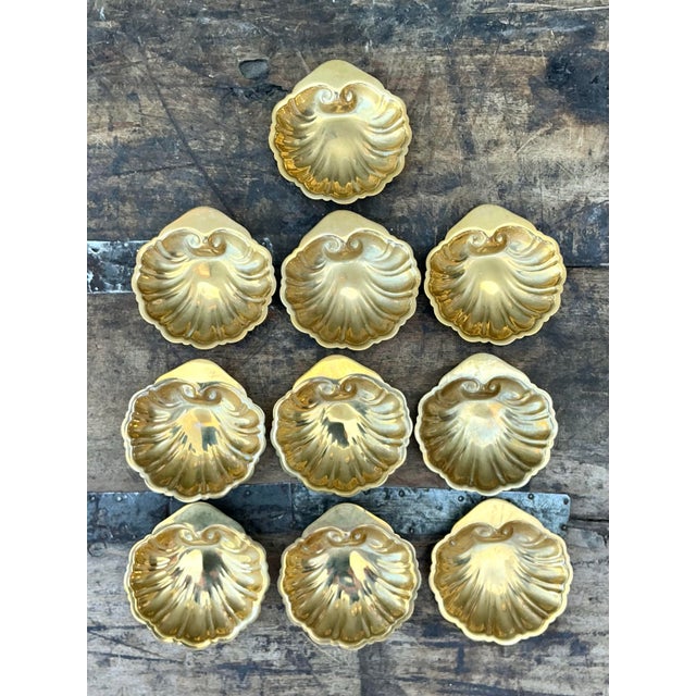 Vintage Brass Clamshell Ashtrays - Set of 10 For Sale - Image 9 of 12