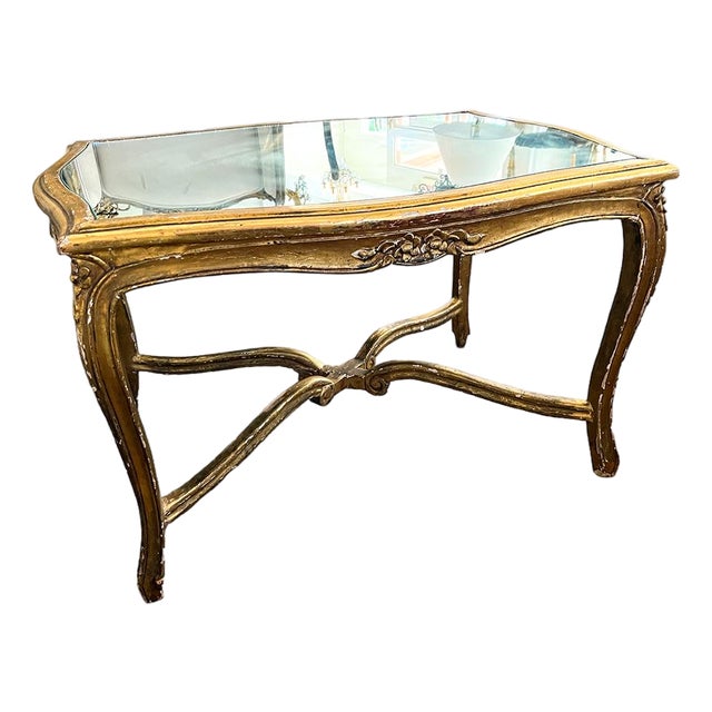 19th Century Coffee Table With Mirrored Top For Sale