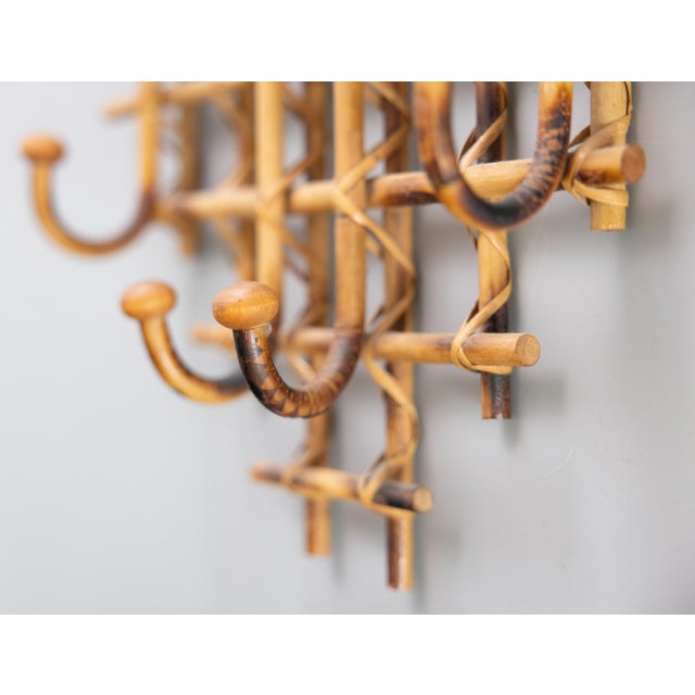 Vintage French Rattan & Bamboo Coat & Hat Rack For Sale In Houston - Image 6 of 8
