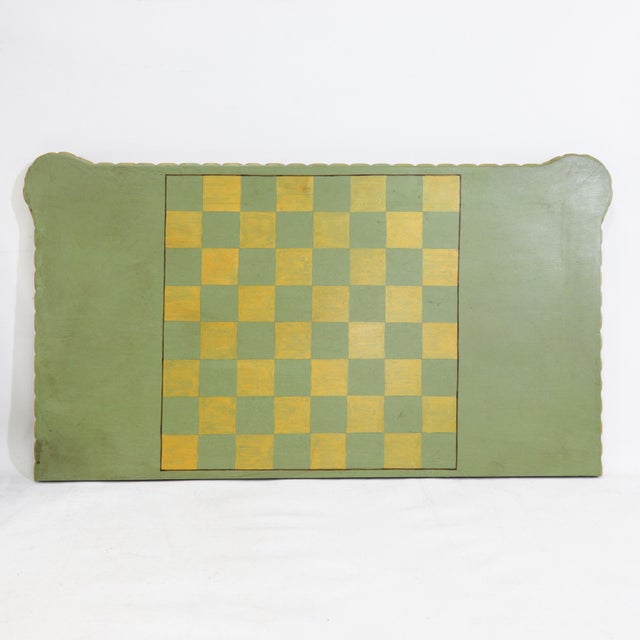 Vintage Neoclassical Green and Gilt Accent Game Table With Reversible Chess/Backgammon Top For Sale - Image 11 of 16
