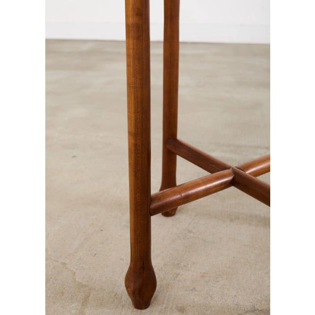 Asian Etched Brass Tray Table on Four Leg Stand For Sale - Image 17 of 18