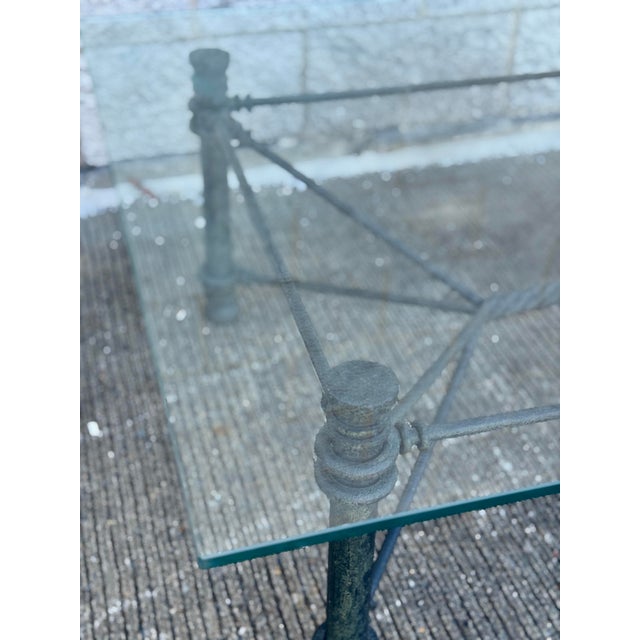 Black Vintage Iron & Glass Coffee Table With Twisted Rope Detail For Sale - Image 8 of 9