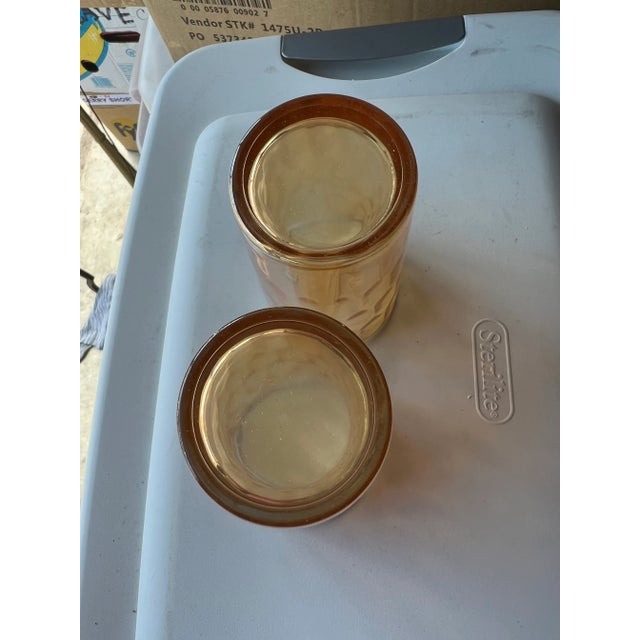 Carnival Glass Tumblers, Marigold Hex Optic Iridescent -Set of 2 For Sale In West Palm - Image 6 of 8