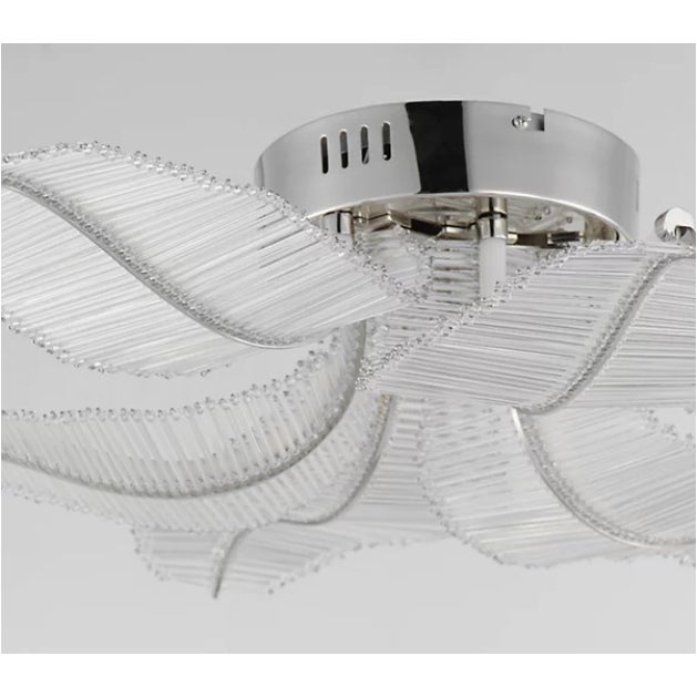 Contemporary Contemporary Art Nouveau Polished Chrome and Glass Led Ceiling Fixture For Sale - Image 3 of 4