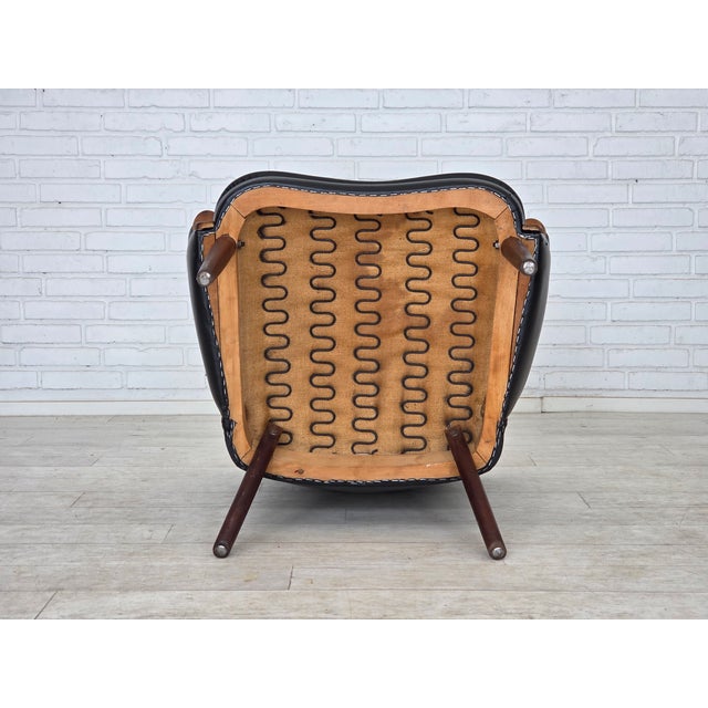 Danish Teddy Armchair in Artificial Leather and Teak by Svend Skipper, 1970s For Sale - Image 17 of 18