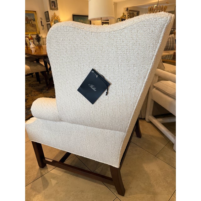 Pair of Baker Furniture Morse Wingback Arm Chair For Sale In Los Angeles - Image 6 of 13