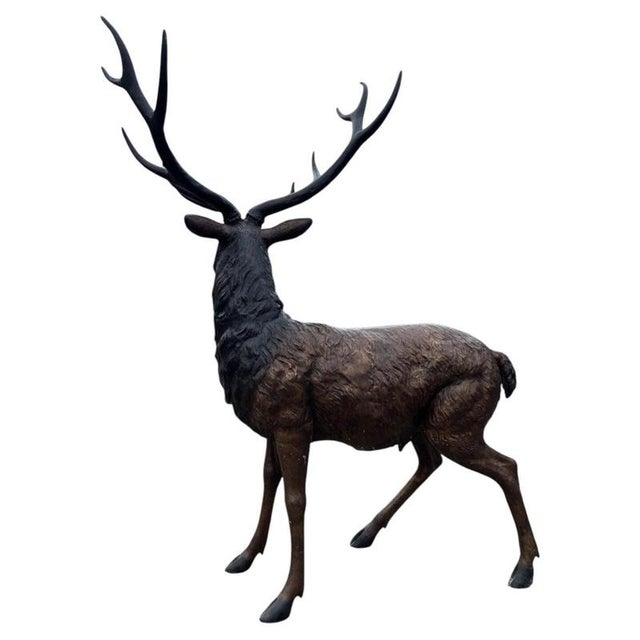 Bronze Twelve-Point Stag Garden Sculpture For Sale - Image 9 of 18