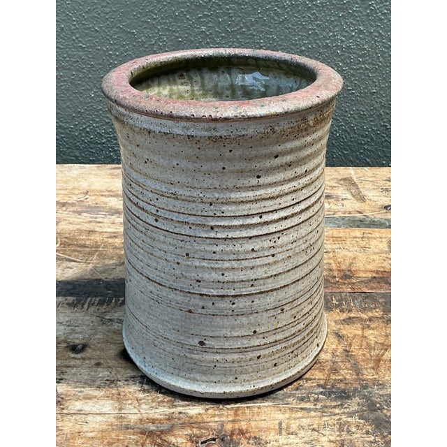 Vintage Original Studio Pottery Ribbed Vase For Sale - Image 12 of 12