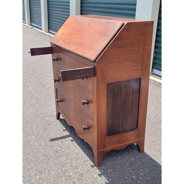 Wood Circa 1850 American Federal Fall Front DRSK For Sale - Image 7 of 18