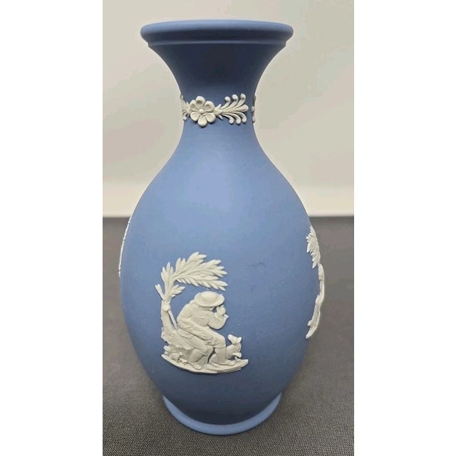 Mid-Century Modern Vintage Wedgwood Blue Jasperware Bud Vases-Set of 2 For Sale - Image 3 of 8