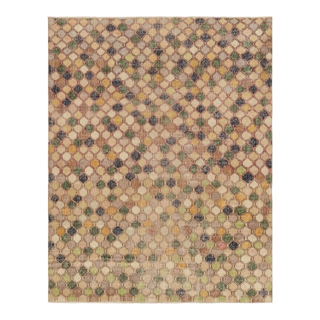 Vintage Turkish Rug, Mosaic-Inspired Multicolor Geometric Design - Rug & Kilim For Sale