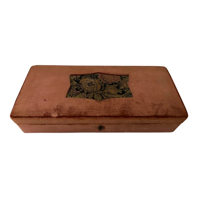 Antique Velvet Vanity Jewelry Box Made in Italy For Sale