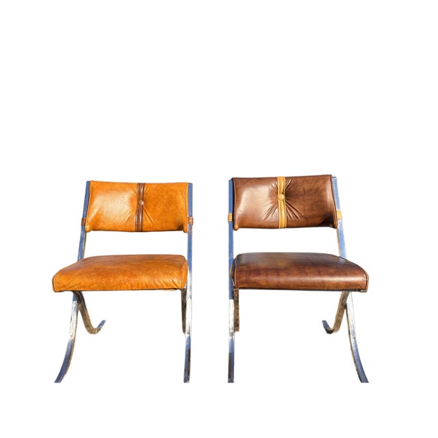 Pair of 1960’s Milo Baughmann for Howell Burd Barcelona Style Chrome Side Chairs For Sale - Image 11 of 12
