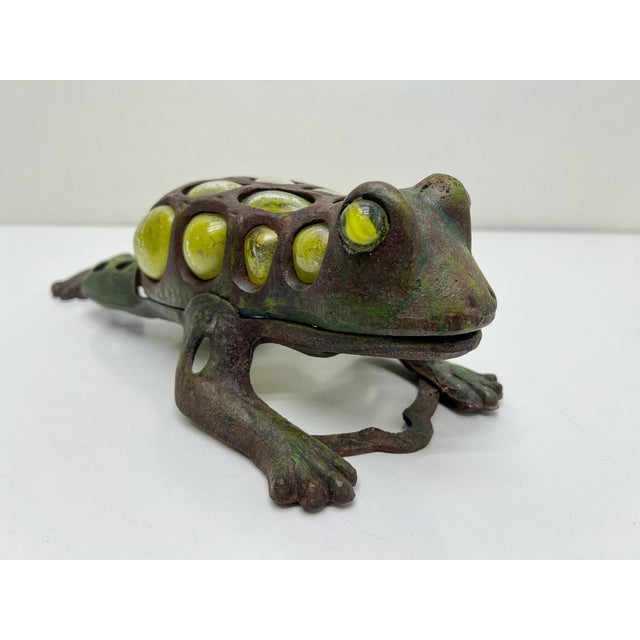 Japanese Iron and Blown Glass Frog Garden Lantern, 1970s For Sale - Image 4 of 18