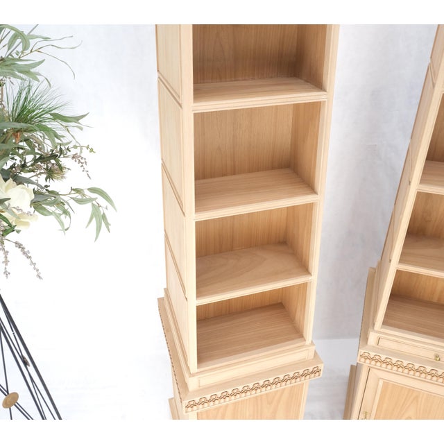 Mid 20th Century Pair New Unfinished Baker Obelisk Shape Double Sided 360 Degree Walnut Bookcases For Sale - Image 5 of 18