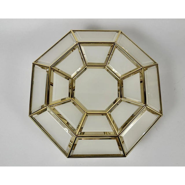 Mid-Century Modern Italian Brass and Glass Ceiling Wall Lamp, 1970s For Sale - Image 10 of 10
