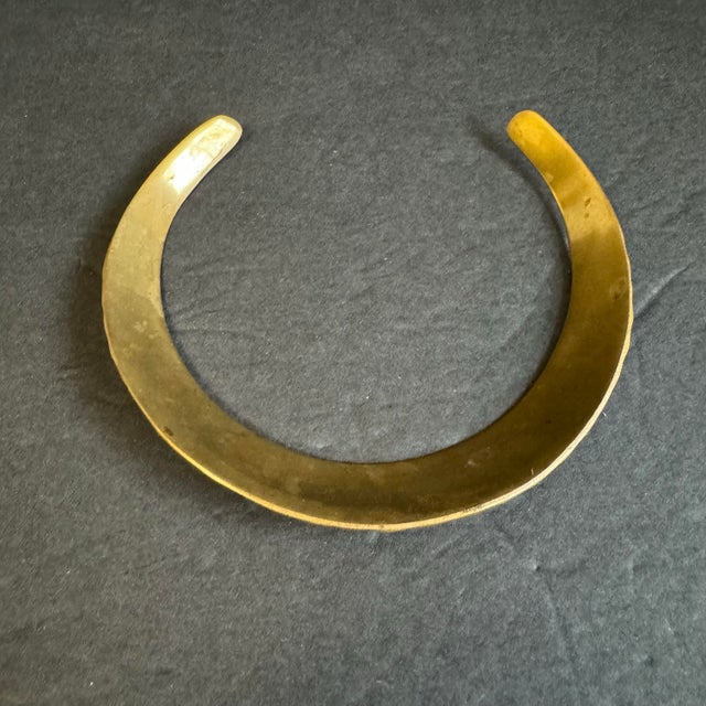 Vintage Solid Brass Collar Torque Necklace Choker Neck Cuff Boho Egyptian Revival Textured For Sale - Image 6 of 11