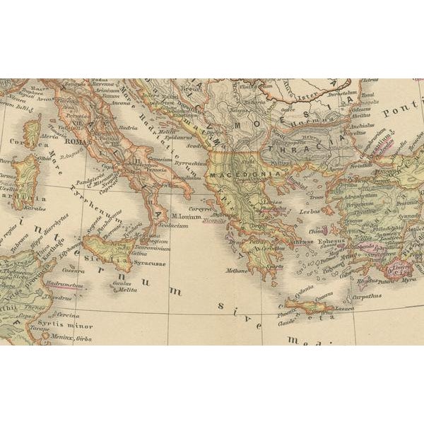 Traditional Antique Map of the Roman Empire, 1880 For Sale - Image 3 of 8