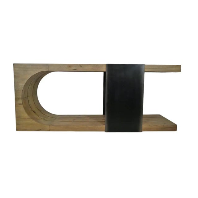 Wood Retro Steel Tie Console Table For Sale - Image 7 of 7