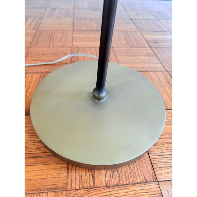 Early 21st Century Contemporary Arteriors Boise Floor Lamp Bronze Iron Antique Brass With Drum Shade For Sale - Image 5 of 11