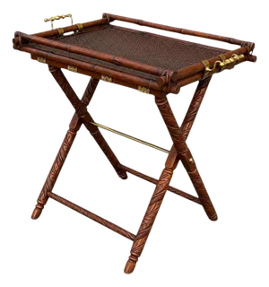 Ralph Lauren British Colonial Style Faux Bamboo & Brass Tray Table / Bar