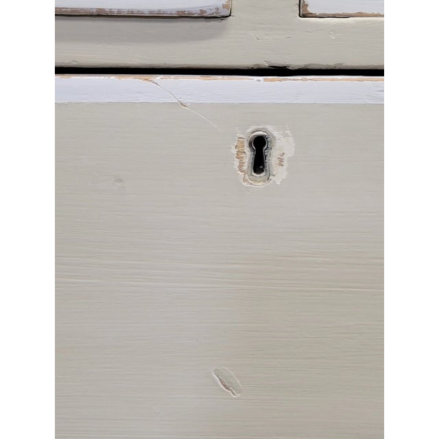 Antique English Edwardian Dresser Chest of Drawers With Old Cream and White Paint For Sale - Image 10 of 16