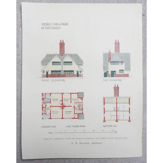 Original Vintage Prints of Architectural Drawings. 1906, Set of 8 For Sale - Image 9 of 10