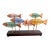Vintage Leaded Slag Glass and Copper School of Fish Sculpture Styled After Curtis Jere For Sale