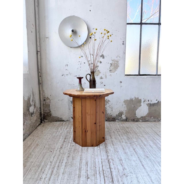 Hexagonal Pine Console Table from Regain, 1970s For Sale - Image 12 of 18
