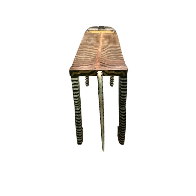 Late 20th Century Tibetan Tiger Console Table, Hand-Carved & Painted Wood, Safari, 59"w For Sale - Image 10 of 10