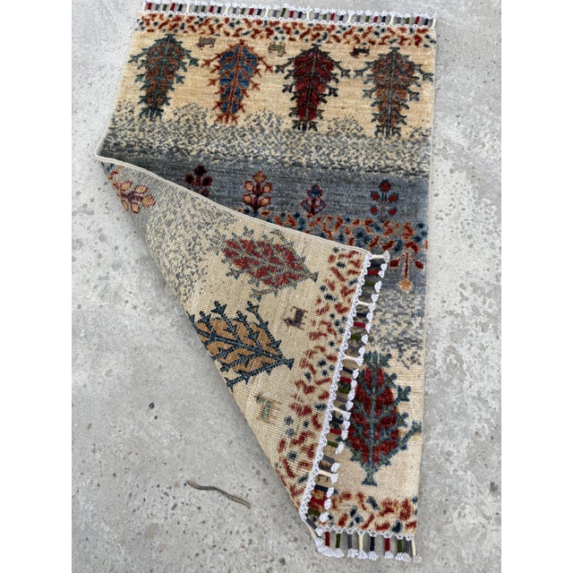 Gabbeh Weeping Willow Rug, Hand-Knotted Wool, 2x3, Ivory & Slate For Sale - Image 6 of 11