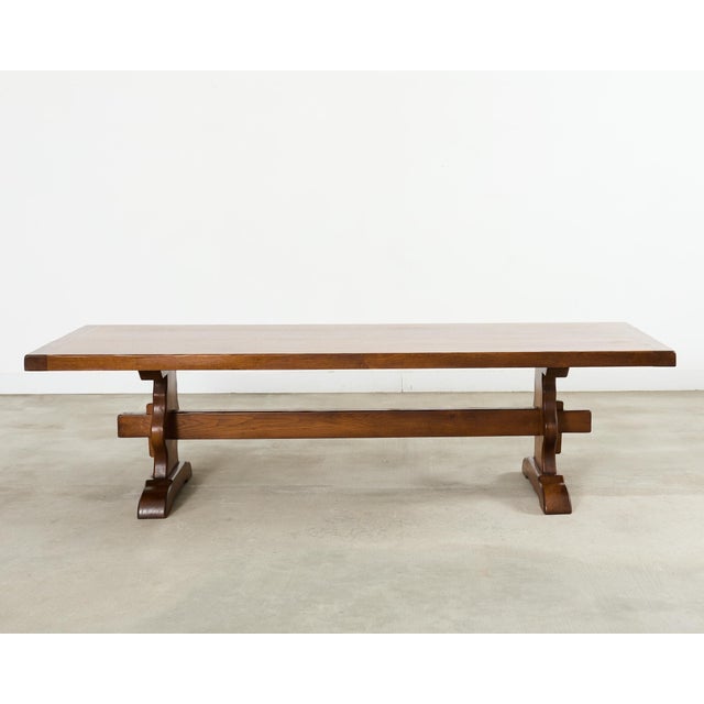 Country French Provincial Oak Farmhouse Trestle Dining Table 9 Ft For Sale - Image 17 of 18