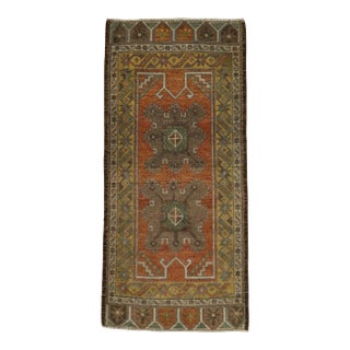 Turkish Mini Rug Oriental Hand Knotted Vintage Rug 1'7" x 3'6" #21032 For Sale