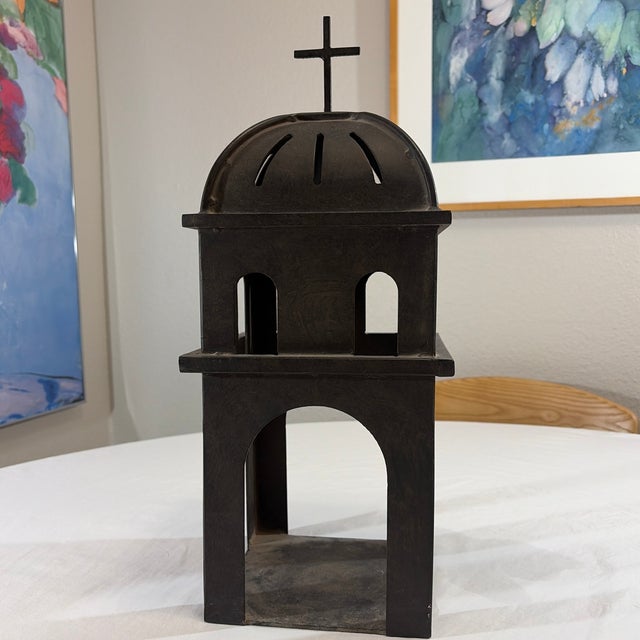 Metal Steven Handelman Iron Church Lantern Spanish Revival For Sale - Image 7 of 12