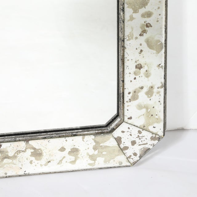 Mid-Century Modernist Minimal Mirror With Antiqued Border For Sale - Image 10 of 13