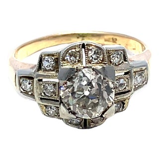 14k Yellow Gold & Platinum Ring With Natural Rose Cut Diamond, Size 3 For Sale