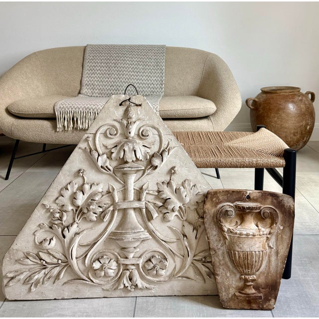 1892 Neoclassical French Large Decorative Architectural Bas-Relief Cast Plaster Workshop Sample, High Relief Scrollwork With Acanthus & Olive Leaves For Sale - Image 12 of 12