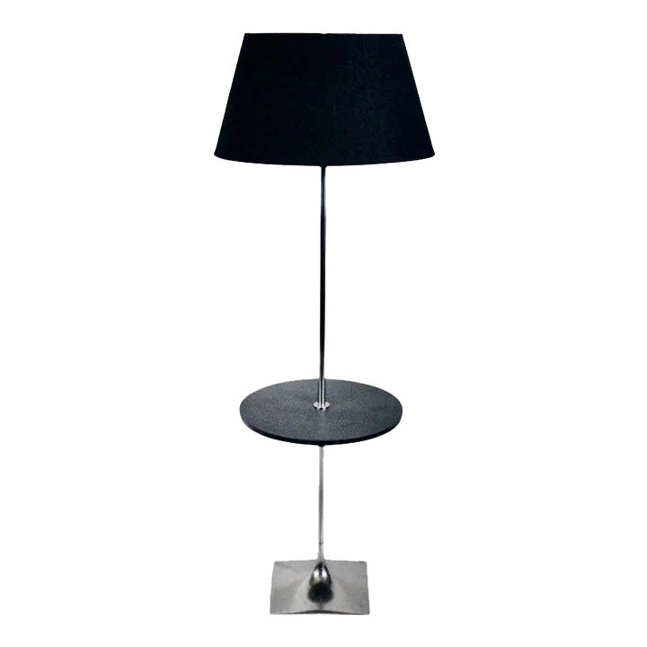 Laurel Lamp Co. Chrome and Slate Side Table Floor Lamp, circa 1970
