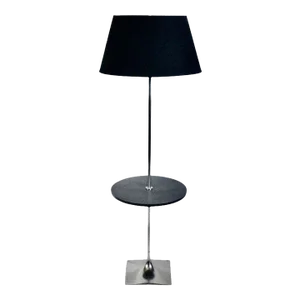 Laurel Lamp Co. Chrome and Slate Side Table Floor Lamp, circa 1970