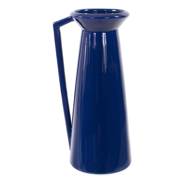 Bella Sapphire Blue Short Ceramic Pitcher For Sale