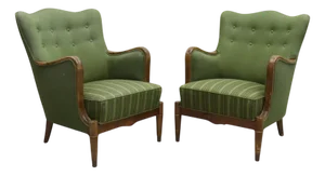 Set of Danish Modern Armchairs with Brass Feet attributed to Alfred Christensen, 1940s