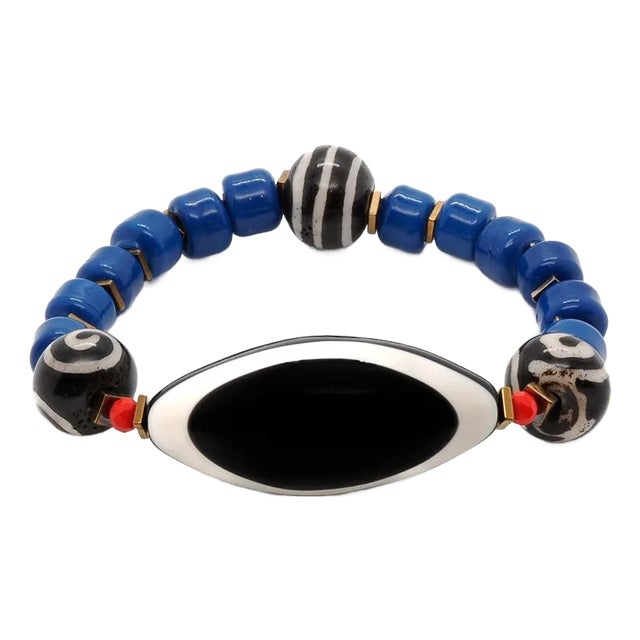 Third Eye Chunky Blue Tibetan Beaded Bracelet For Sale