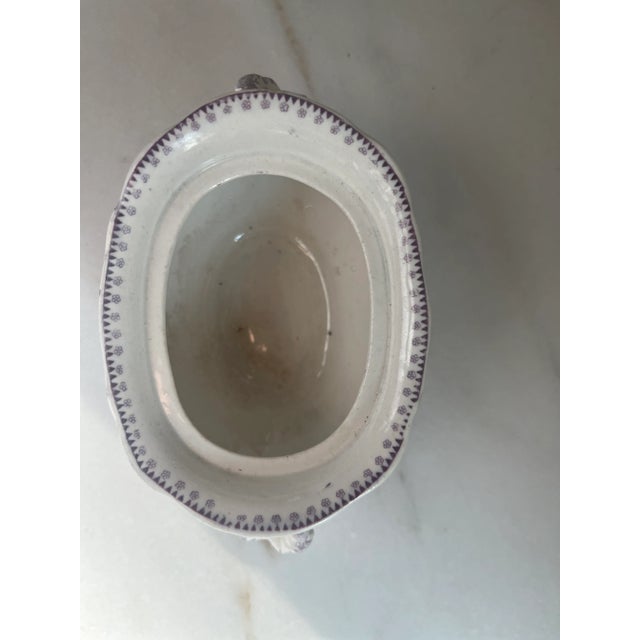 Antique Purple Staffordshire Transferware Rare Child’s Sugar Bowl For Sale - Image 9 of 10