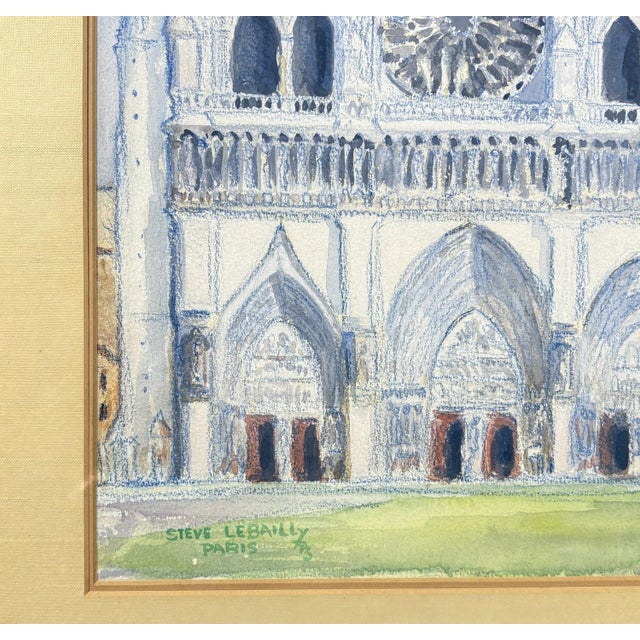 Paint 1973 Original Signed Steve LeBailly Mixed Media – "Notre-Dame De Paris" For Sale - Image 7 of 11
