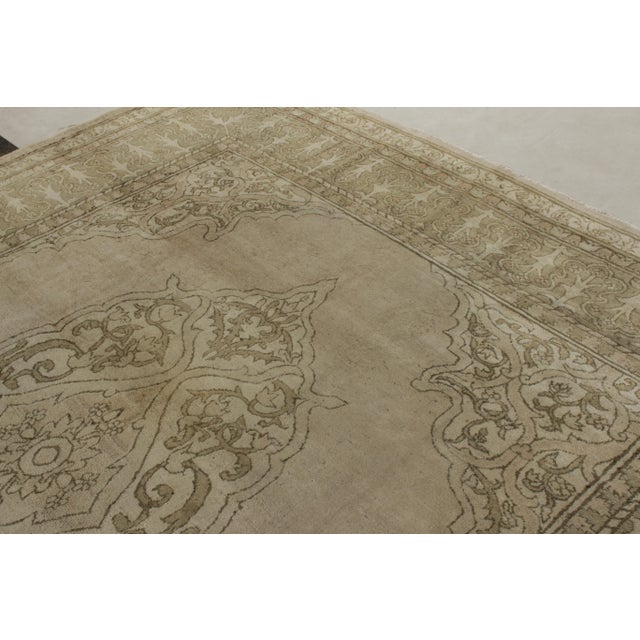 Hand-Knotted Antique Indian Amritsar Rug in Green, Gray, Beige Medallion Pattern For Sale In New York - Image 6 of 9