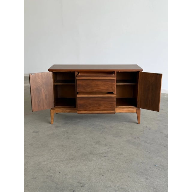 1960s Walnut & Oak Compact Credenza For Sale - Image 4 of 10